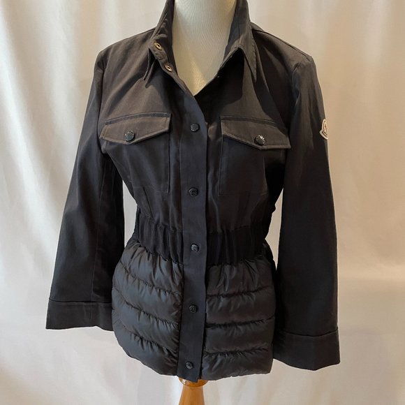 Moncler Womens Beryl Mixed Media Down Jacket Size 0 XS Blue - Picture 1 of 10
